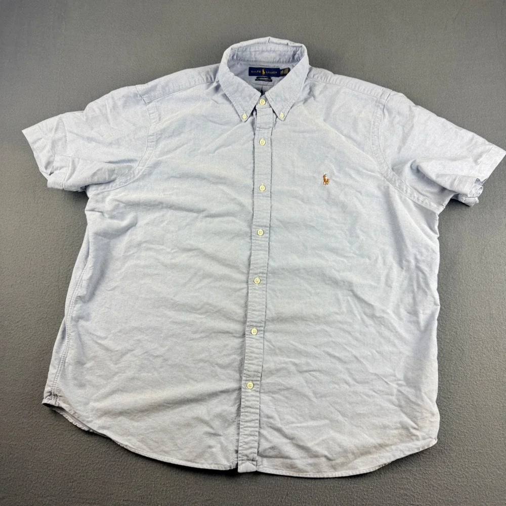 Polo Ralph Lauren Shirt Men's 2XL Blue Classic Untucked Fit Oxford Flesh Pony